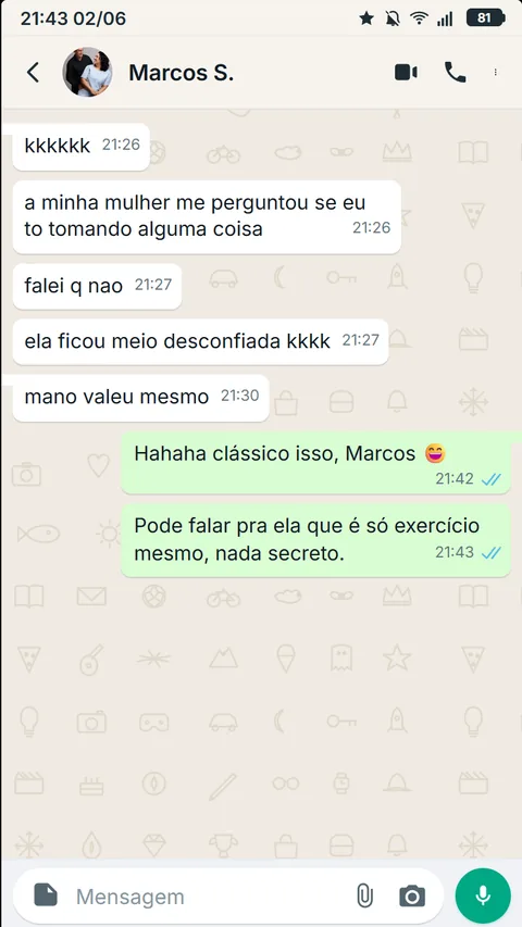 Print de WhatsApp — feedback de aluno